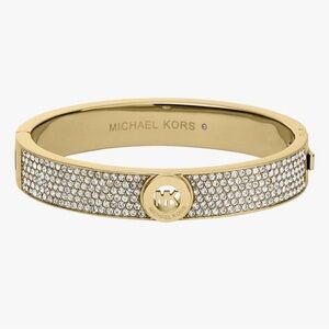 Michael Kors Gold-Tone Pavé Fulton Hinge Bangle Bracelet